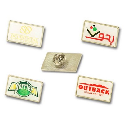 Medium rectangle metal lapel pins with doming
