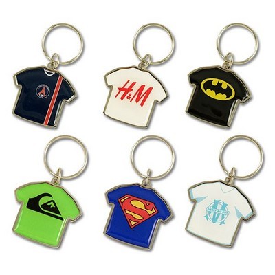 Metal tee shirt shape keychainwith doming 1 side