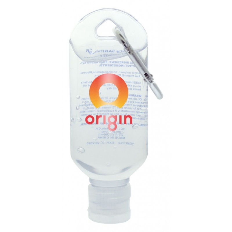 60ml Hand Sanitiser Gel w/ Carabiner - Branded with...