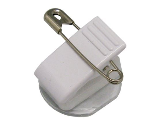 Badge fitting - rotary clip with pin