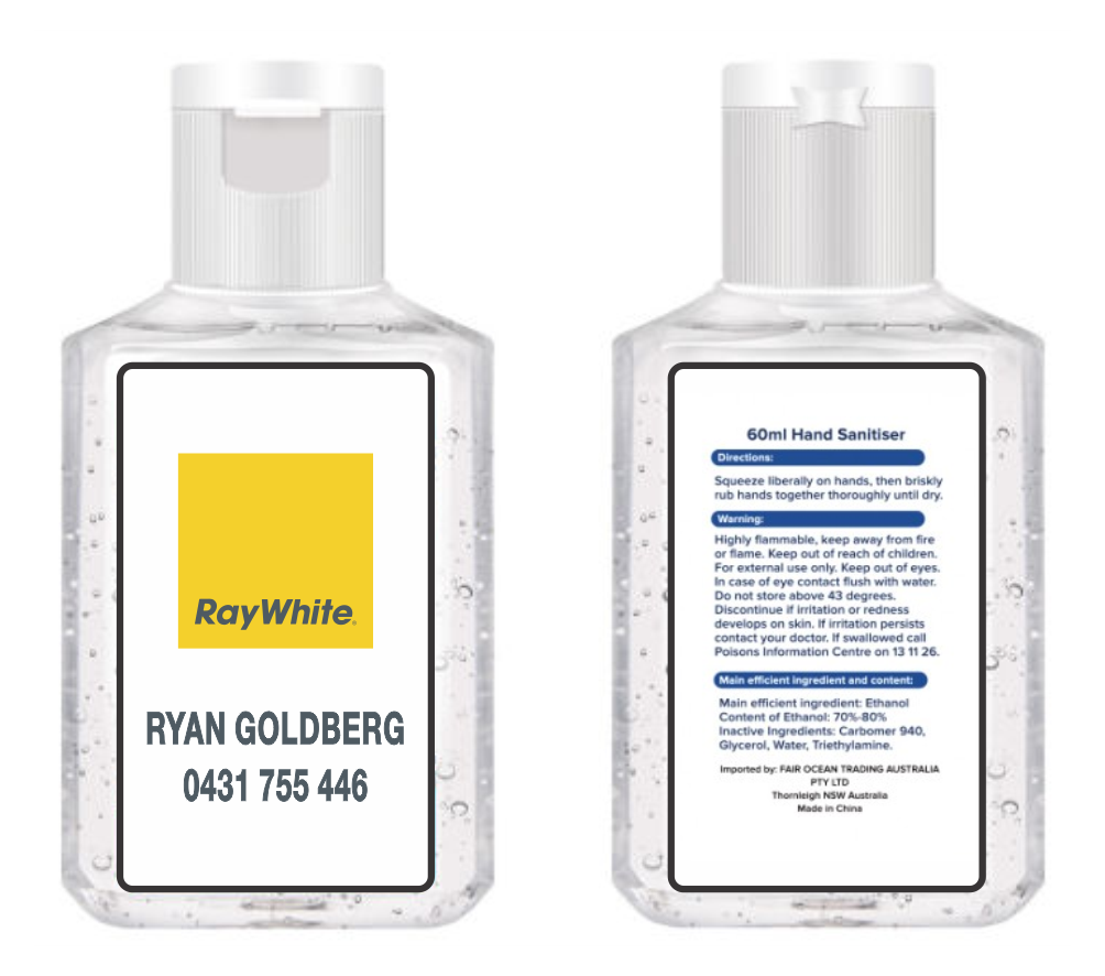 Ray White 60ml Hand Sanitiser 75% Alcohol