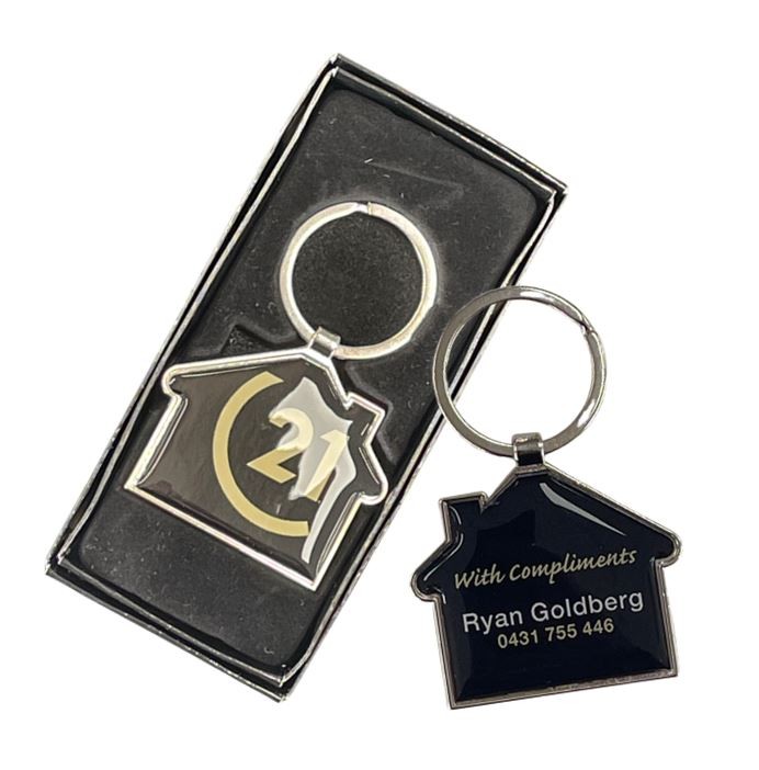 House Metal Key Tag with Doming Both Sides