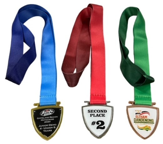 Shield Medal with Custom Centre and Ribbon - 50x63mm