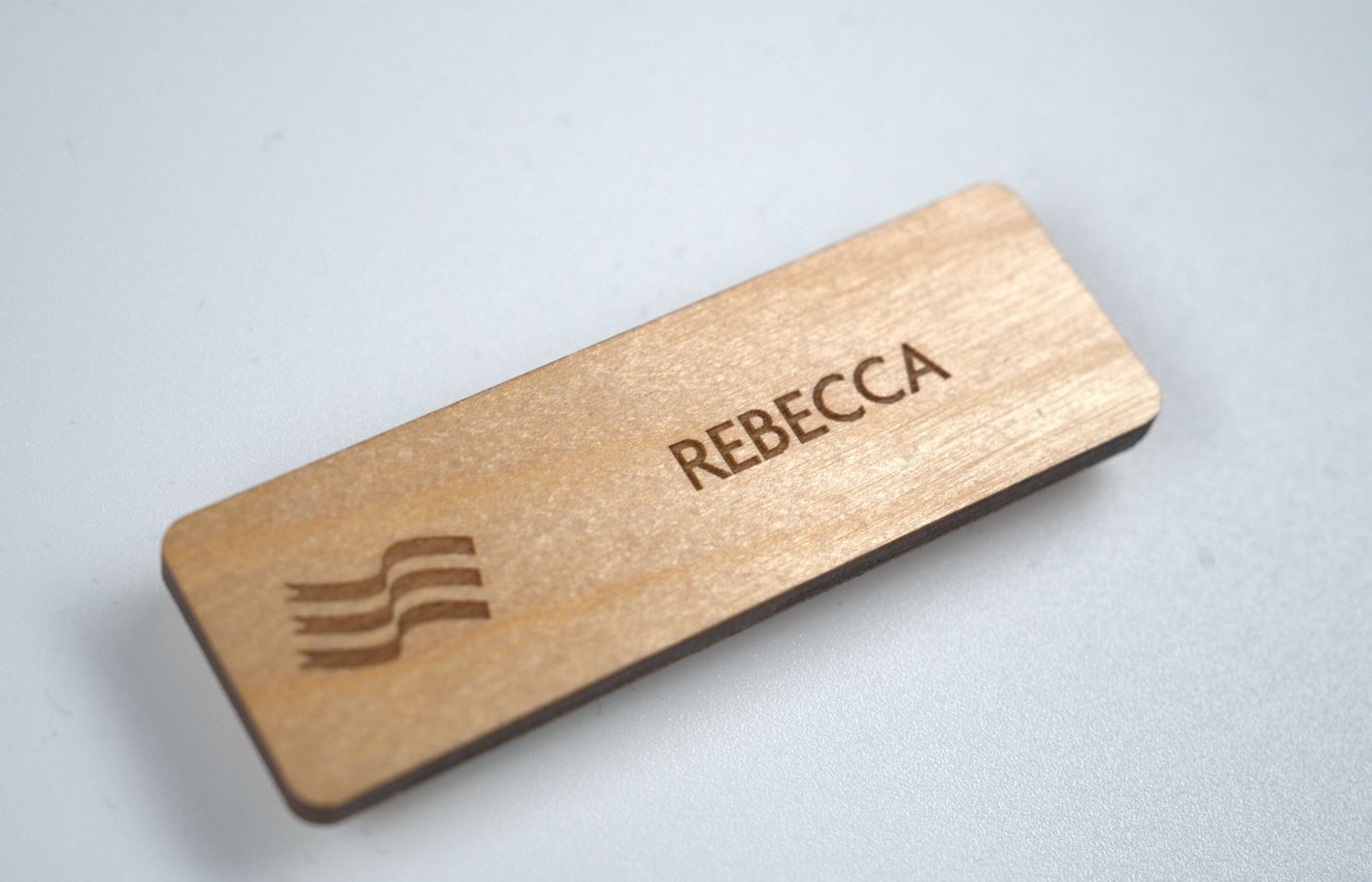 Engraved name badge - wood