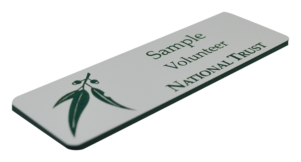 Engraved name badge - White/Green