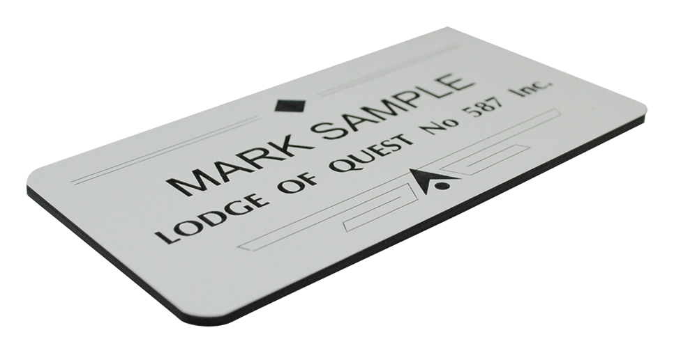 Engraved name badge - white/black