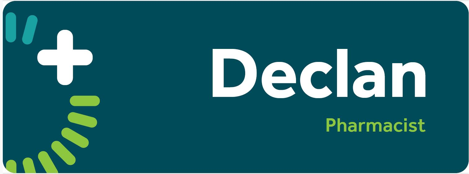 Complete Care Pharmacy name badge (green)