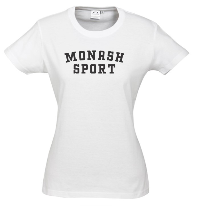 Womens Ice Short Sleeve Tee - White (Monash Logo)